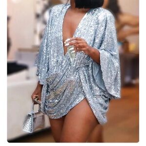 Ellae Lisque Silver Sequin Mini Dress